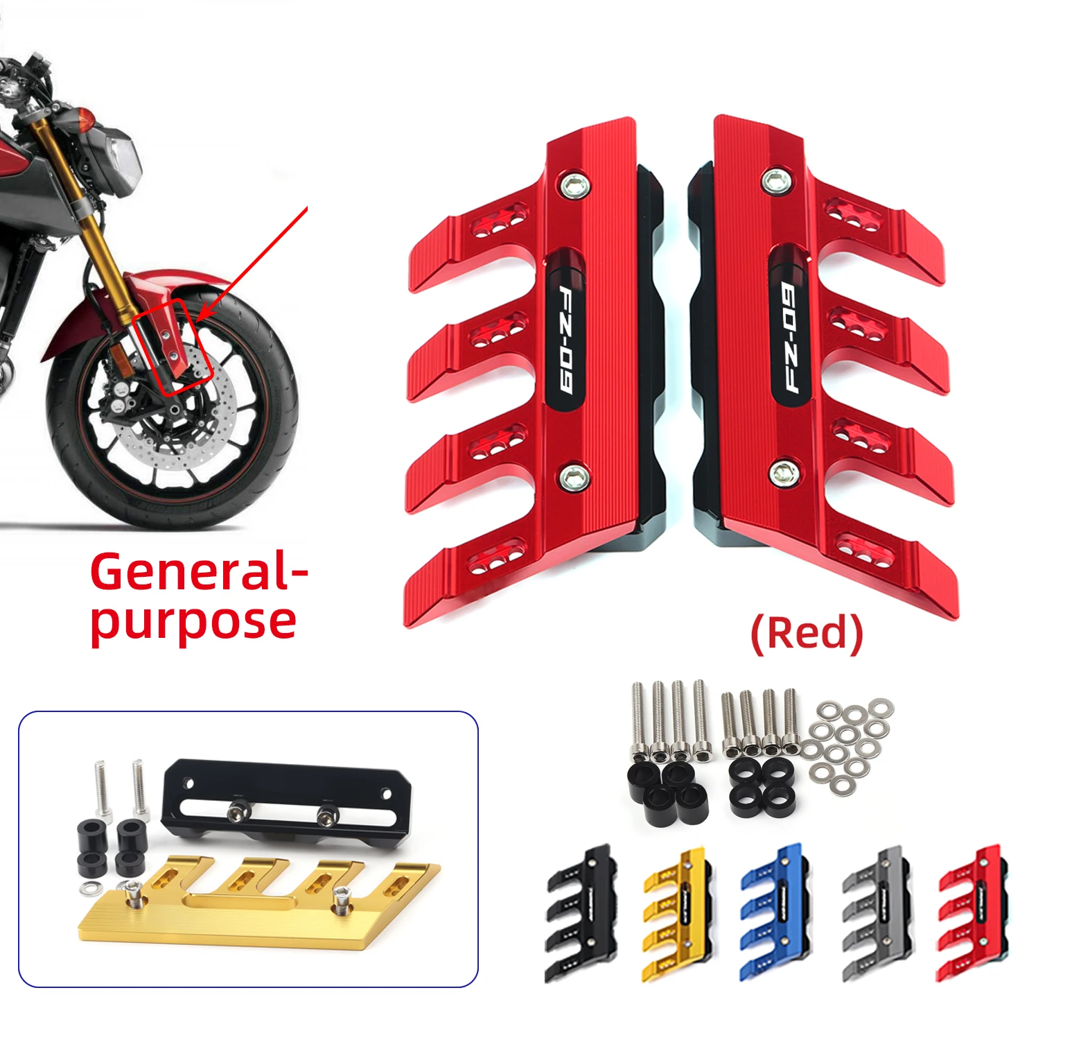 

With Logo For Yamaha FZ-09 Motorcycle Mudguard Front Fork Protector Guard Block Front Fender Anti-fall Slider Accessories