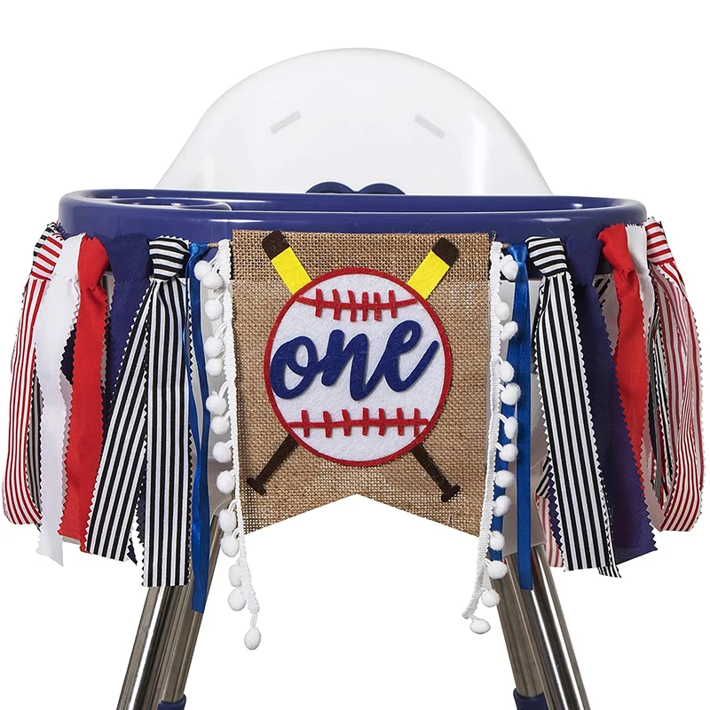 

Kid Boy 1st Birthday Party Supplies Baseball Theme Highchair Banner Carton Burlap Photo Prop Background for Child First Birthday