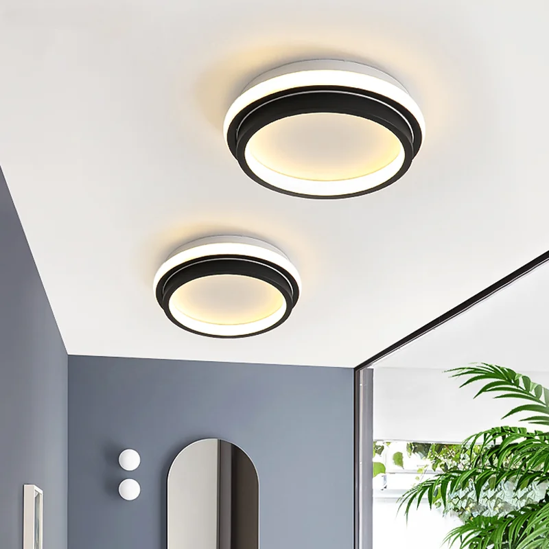 

20cm LED Ceiling Lights Balcony Corridor Lamp Remote Control Lighting Creative Aisle Fixture Luminaria Lustre Black White Body
