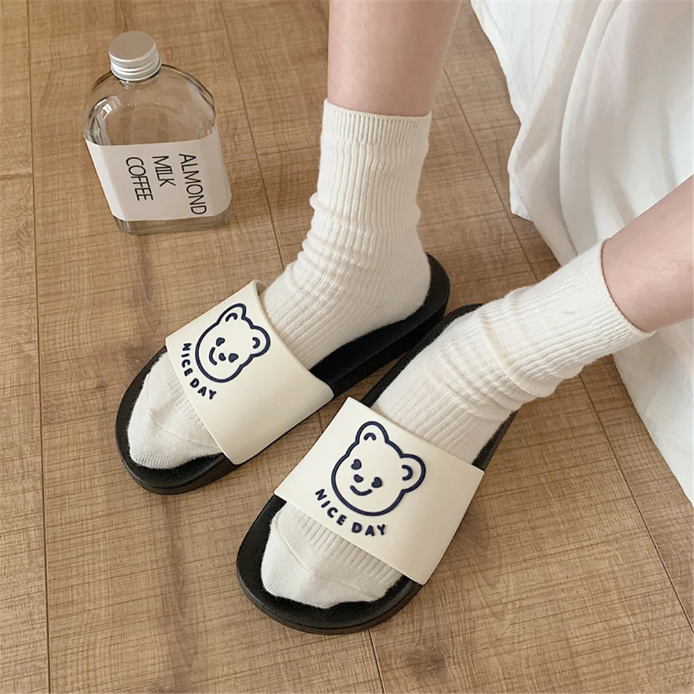 2023 Summer Women Slippers Bath Thick Platform Non-Slip Home Bear Cartoon Flip Flops Beach Sandals Ladies Slides Indoor Outdoor
