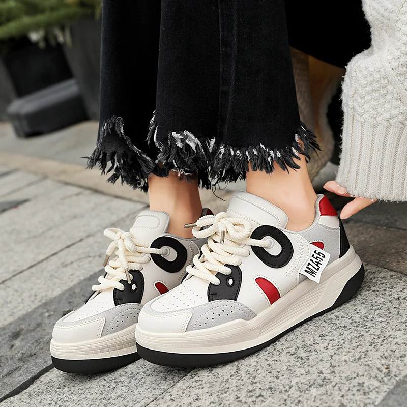 

New Little White Shoes Women's Fashion Versatile Casual Shoes Low Top Thick Sole Student Board Shoes Trendy Sports Women's Shoes