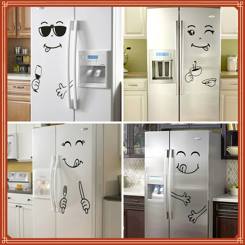

Eating Drinking Smiley Face Wall Stickers For Dining Room Home Decoration Diy Vinyl Art Wall Decal Refrigerator Sticker