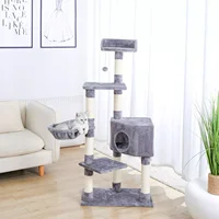 NEW2022 Cat Tree Multi-Level Deluxe Cat Tower with Extra-Large Plush Perch Spacious Hammock and Thick Sisal-Covered Scratching P
