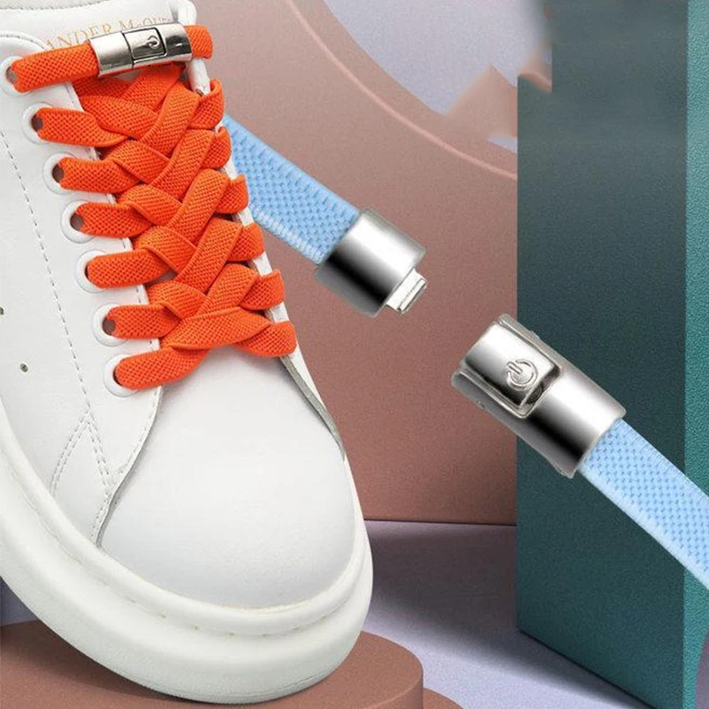

Ties Widened Without Shoe For Lazy Lock Metal Sneaker Shoes Flat Kids No Shoelaces Adult Laces Elastic Shoelace Press Tie Laces