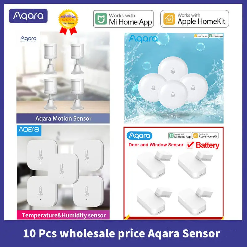 

10 Pcs/Lot Aqara Window Door Temperature Humidity Human Body Motion Water Immersing Sensor Wireless Zigbee For Xiaomi Mi home