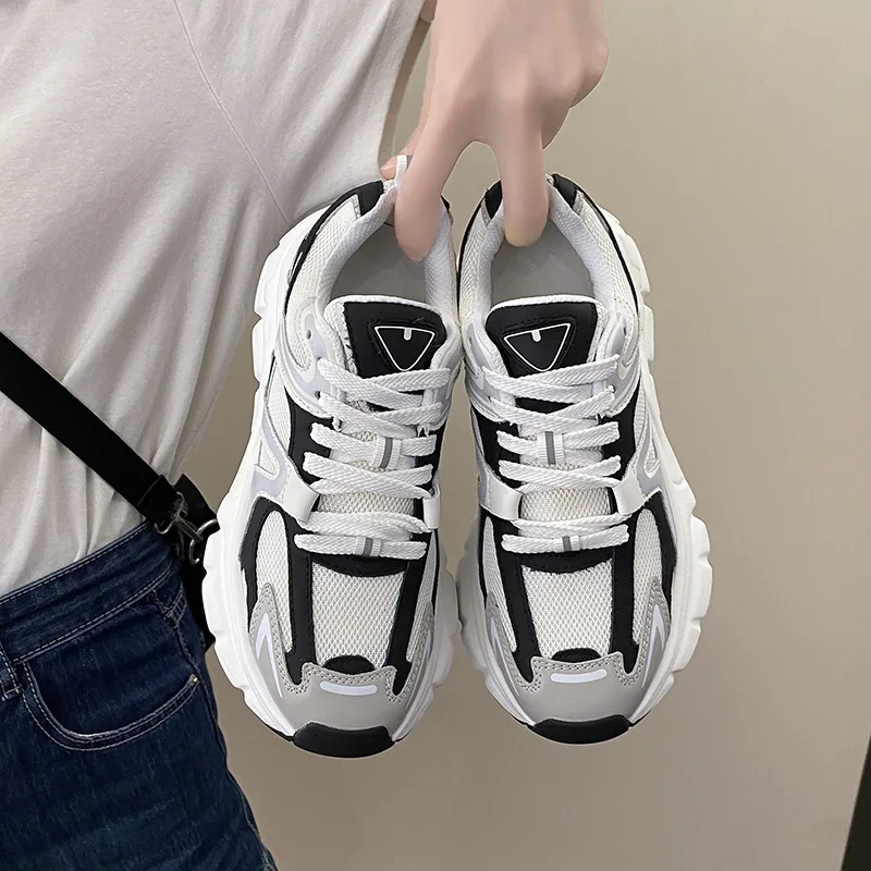 Mr Co Net Surface Breathable Torre Shoes Female New Thick Forest Gump Shoes 2023 Small Joker Sneakers High Beauty Sports Casual