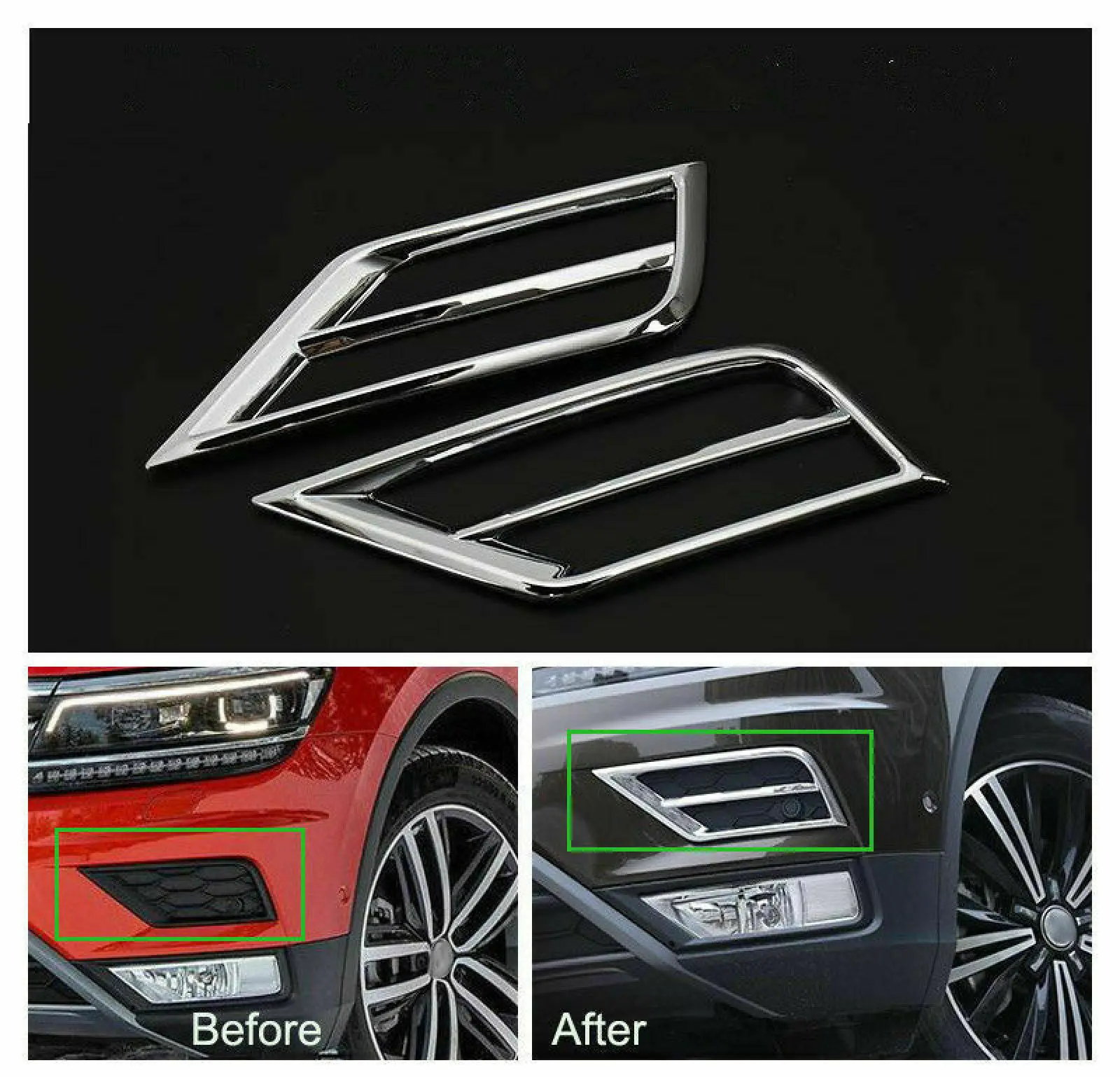 

2 шт. L/R ABS хромированная передняя противотуманная фара, рамка, накладка для VW Tiguan, автомобильные аксессуары
