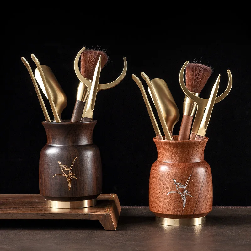 

Женский чайный набор из розового дерева для церемонии шестерых джентльменов, зернистый деревянный держатель для чашки