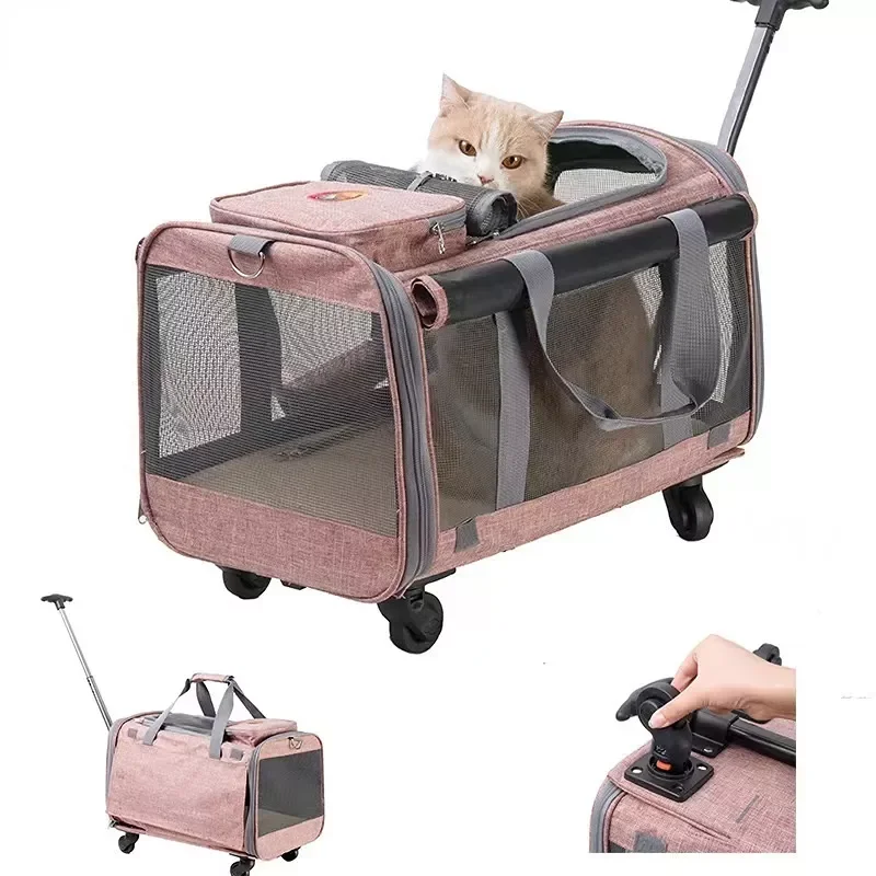 

NEW2023 Pet stroller Cat Dog Carrier 4 Wheels Folding trolley Breathable Large Capacity Luggage Stroller