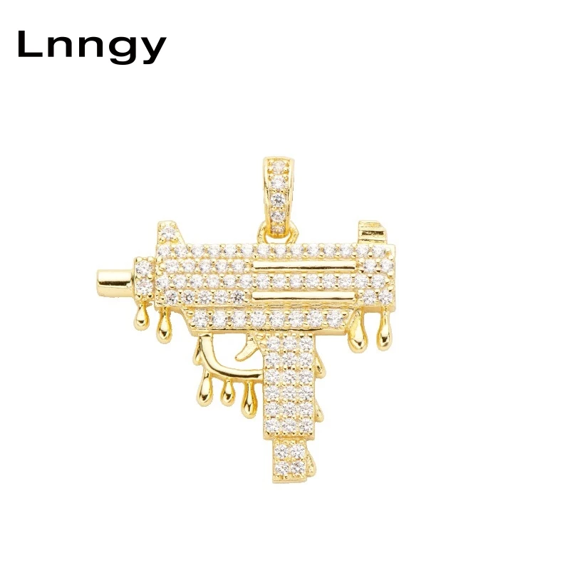 

Подвеска Lnngy в стиле хип-хоп для мужчин и женщин, Ювелирное Украшение для пистолет со сверкающим кубическим цирконием УЗИ в стиле рок, цвет ж...