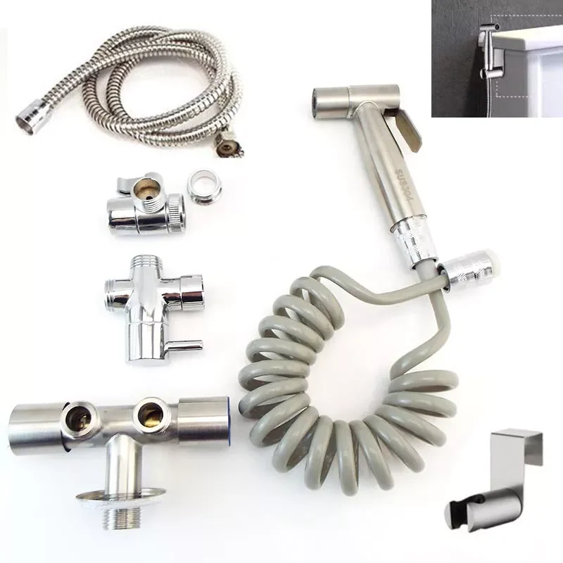 

Bathroom Toilet hanging basket Bidet Sprayer water faucet Set Stainless Steel Shower Head Handheld protable wc Self Cleaning q1