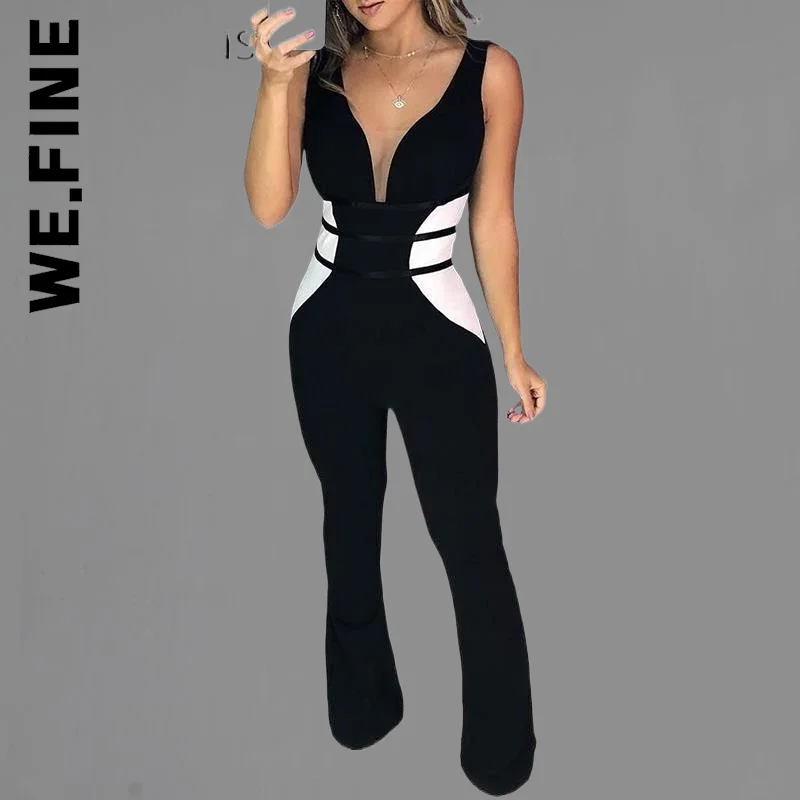 

We.Fine Sexy Women Bodysuit Club Basic Overalls For Women Elegant Stretch Clothing Ladies Bodycon Body Female Streetwear