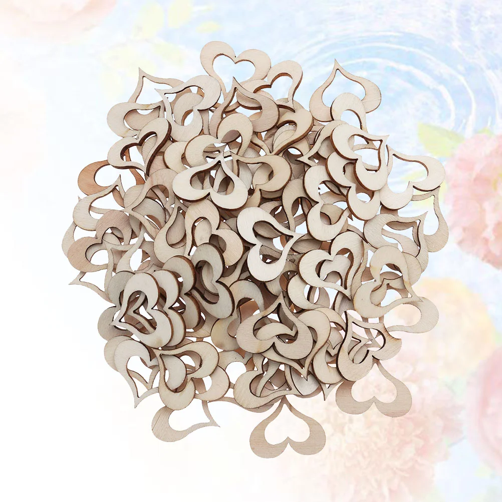 

50 Pcs Heart Decor Natural Wood Love Tag Rustic Table Decor DIY Wooden Gift Tag Wedding Decor DIY Craft Wood Chip Thin Card
