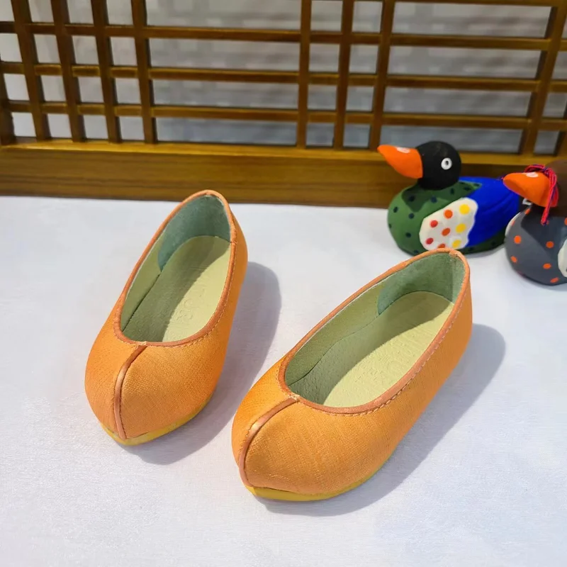 Hanbok Shoes One Year Old Birthday Orange Satin Shoes Children Traditional Hanbok Accessories Shoes size 130mm
