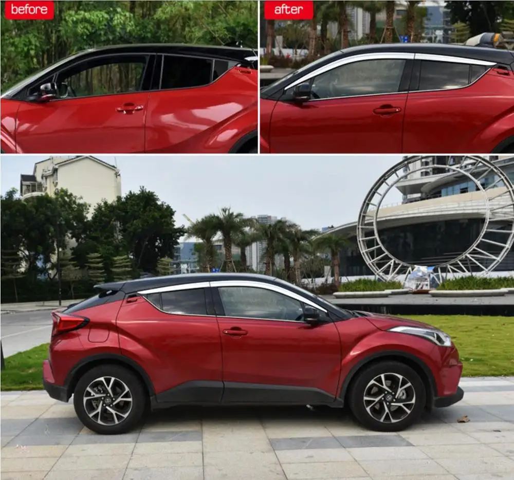 

ABS Chrome plastic Window Visor Vent Shades Sun Rain Guard car refitting accessories For Toyota C-HR 2018 2019 car styling