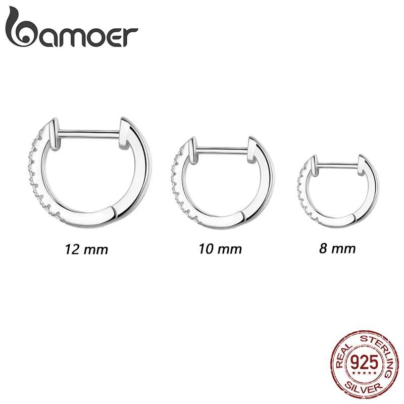 Женские маленькие серьги-кольца Bamoer 925 пробы серебряные серьги-гвоздики |