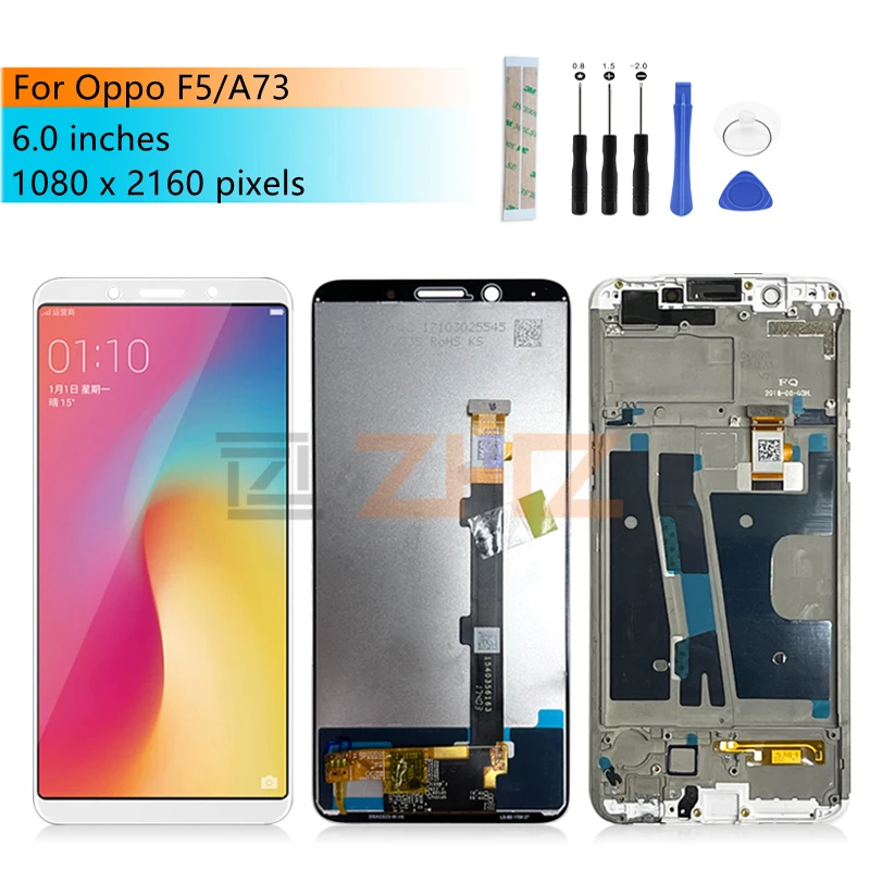 

For Oppo F5 LCD Display Touch Screen Digitizer Assembly With Frame For Oppo A73 LCD Replacement Repair Parts 6.0"