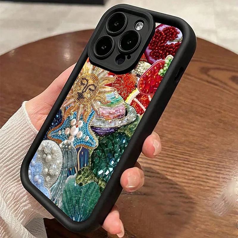 Чехол для телефона с абстрактным рисунком Солнца Луны и планеты iPhone 16 15 14 13 12 11 Pro
