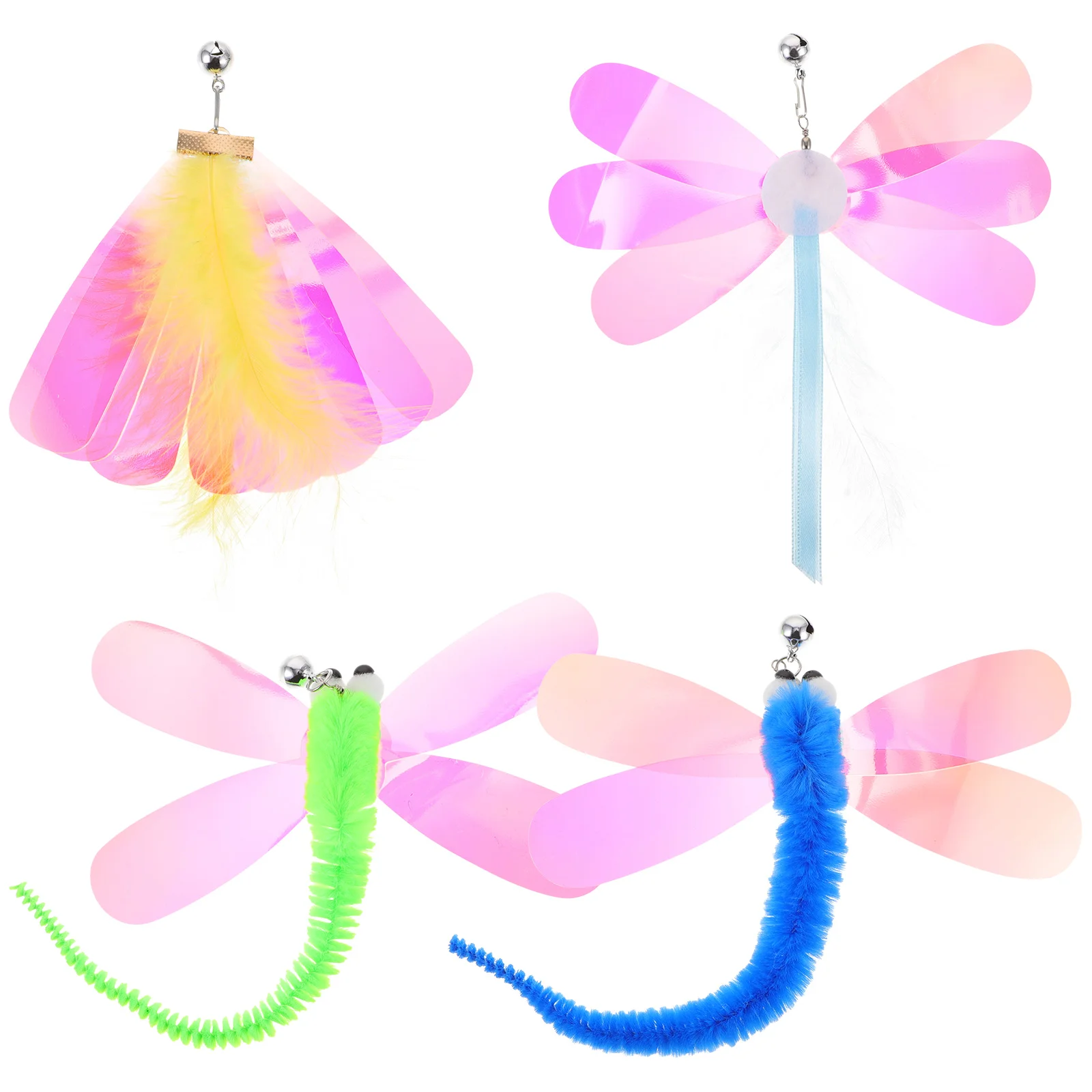 

8 Pcs Cat Worm Toy Pet Accessories Teaser Wand Refills Replace Plush Replacements Interactive