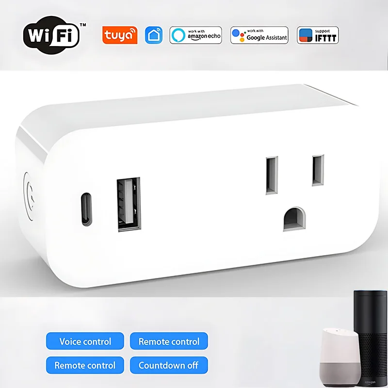 

Tuya WiFi Smart Plug 16A US - Timer Power Socket Outlet with Energy Monitoring - Compatible with Alexa and Google Home