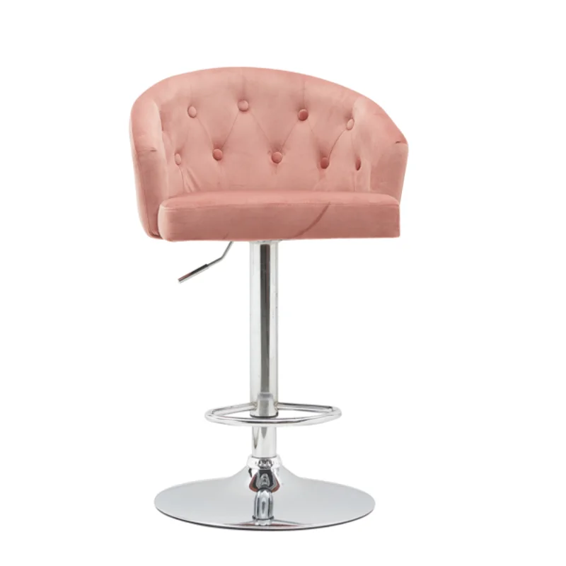 

Velvet Button Bar Stool with Backrest and Footrest\ Counter Height Bar Chair[US Stock]