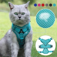 mesh cat harness escape proof reflective adjustable kitten collar pet chest strap lead set breathable for puppy small medium dog
