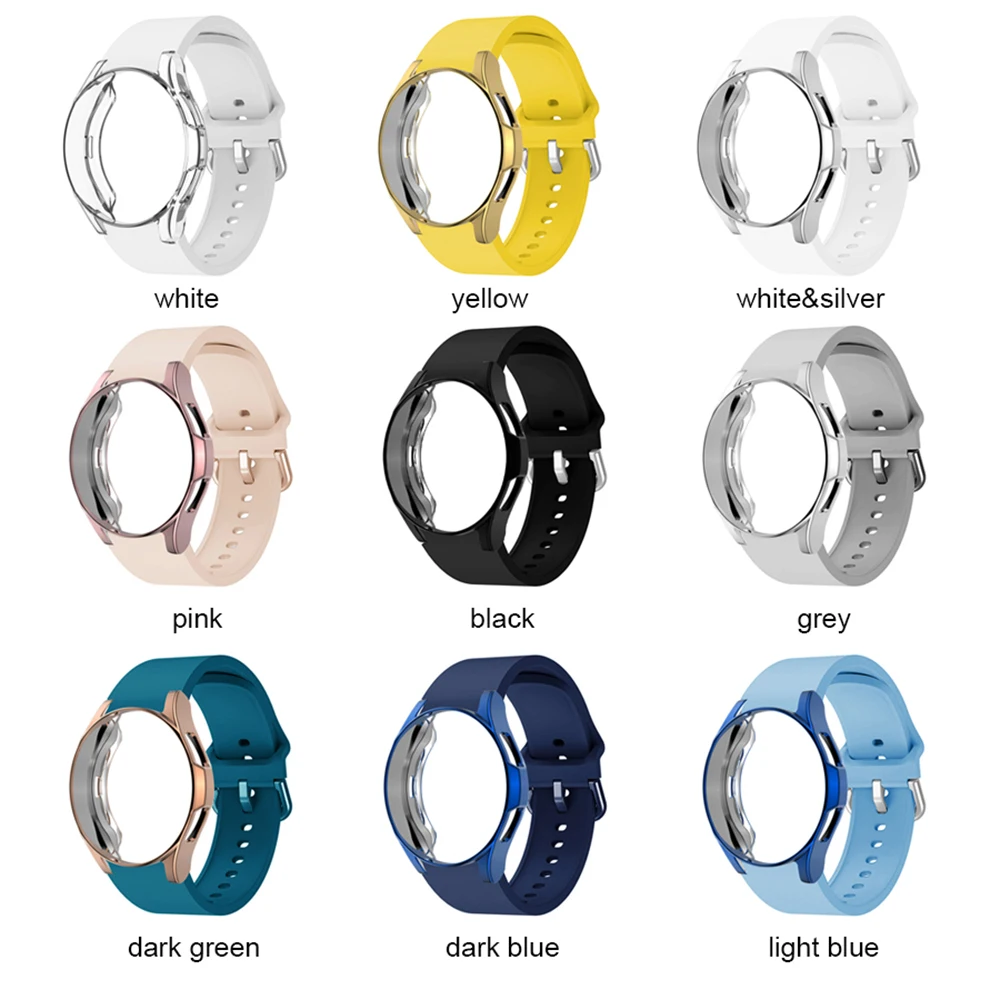 Case+Silicone Strap for Samsung Galaxy Watch 4 44mm 40mm No Gap Wristband for Galaxy Watch 4 Classic 46mm 42mm Protective Cover