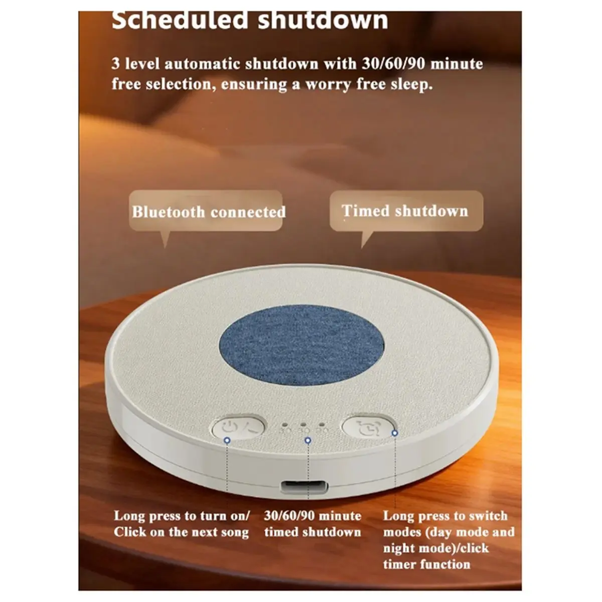 Фото Портативная Bluetooth-колонка DTC5 Mini: Ультратонкий саундбар с белым шумом и звуками природы, музыкальный плеер с таймером отк №1