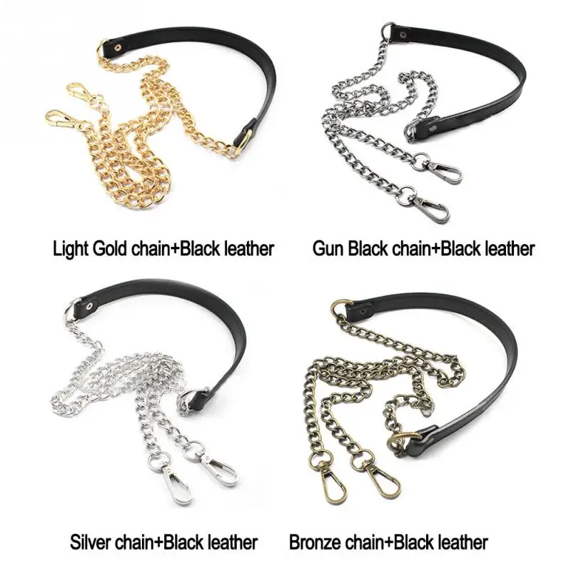 2022 Bag Chain Women's Bag Strap Replacement Metal + PU Leather Strap for DIY Handbag Shoulder Bag 10pcs 120cm