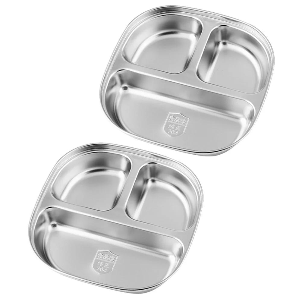 

Separation Board Toddler Plates Divided Stainless Steel Appetizer School Food Kids Restaurant