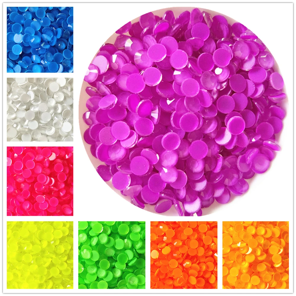

All Size Glass Noctilucent Fluorescence Crystal Neon Non Hot Fix Rhinestones FlatBack Strass Fabric Garment Nail Art Decorations