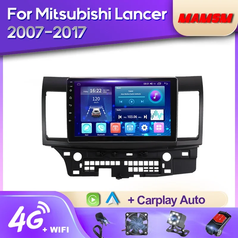 

Автомагнитола MAMSM 2K QLED Android 12 для Mitsubishi Lancer 10 CY 2007 - 2012 мультимедийный видеоплеер GPS 4G Carplay Авторадио DSP