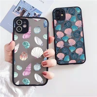 seashells cartoon phone case matte transparent for iphone 7 8 11 12 13 plus mini x xs xr pro max cover