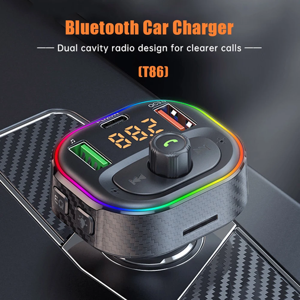 

Car FM Transmitter MP3 Player Type C PD 20W USB QC3.0 Fast Charging Car Charger Handsfree Bluetooth-compatible 5.0 FM Modulator