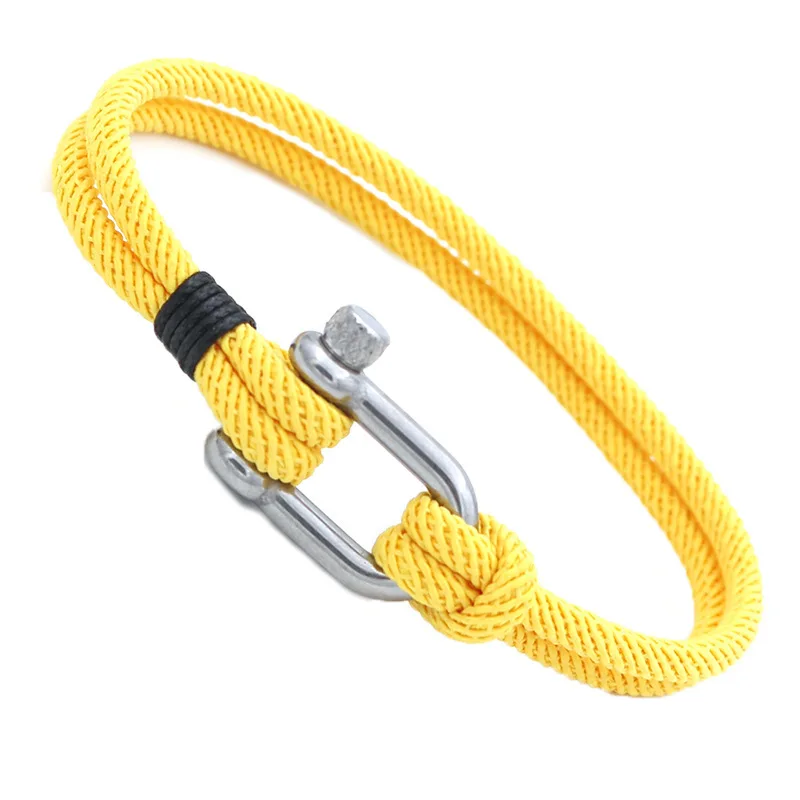 MKENDN мужской черный браслет из нержавеющей стали U-образной формы для выживания на