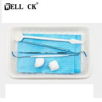 well ck 1025 sets dental disposable oral package mouth mirror tweezers probe instrument box set