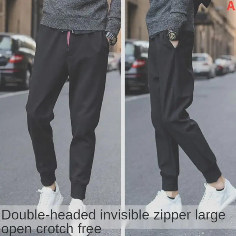 Leisure Sports Pants Full Double Head Invisible Zipper  Crotch for  Mens  Gay UnderwearFully   Play Field  Sexy