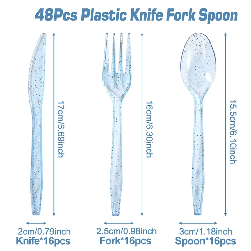 

FENGRISE Одноразовые столовые приборы пластик розовый синий 16/48 шт