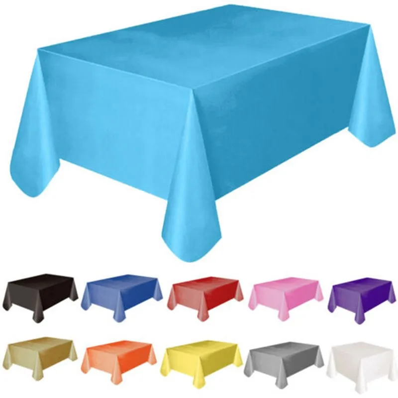 Plastic Disposable Solid Color Tablecloth Birthday Party Wedding Christmas Table Cover Wipe Desk Cloth Decor  Covers Rectangle