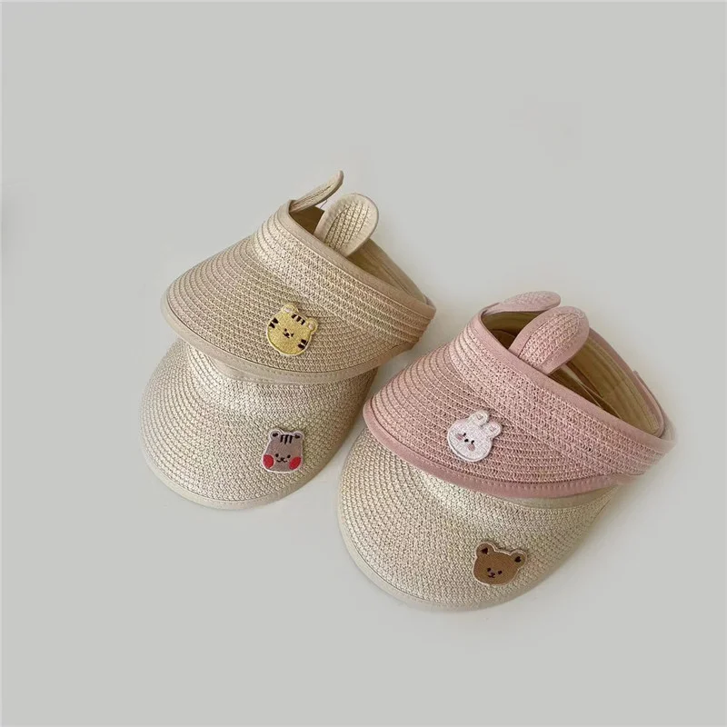Baby Summer Hat Straw Bow Children's Sunscreen UV Protection Cap Boys Girls Outdoor Beach Sun Hats or Kids 0-4Years