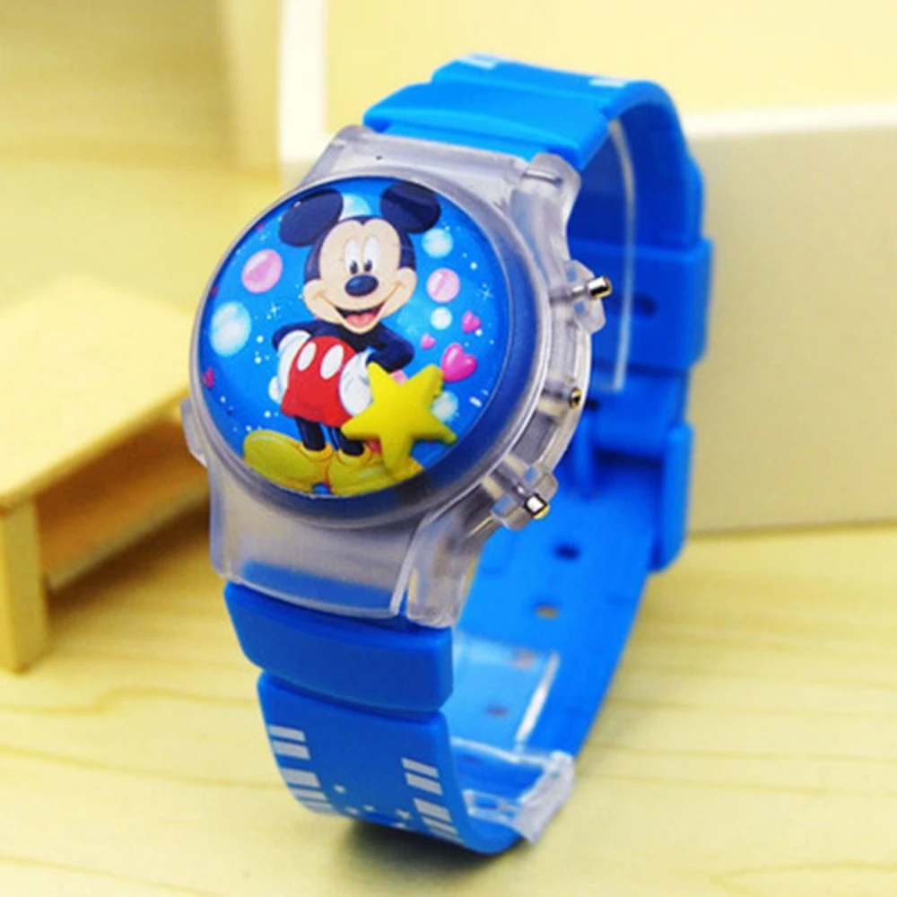 

Disney Mickey Minnie Cartoon Luminous Children's Watch Silicone Strap Cute Flash Music Watch Kids Clock Watches Birthday Gifts