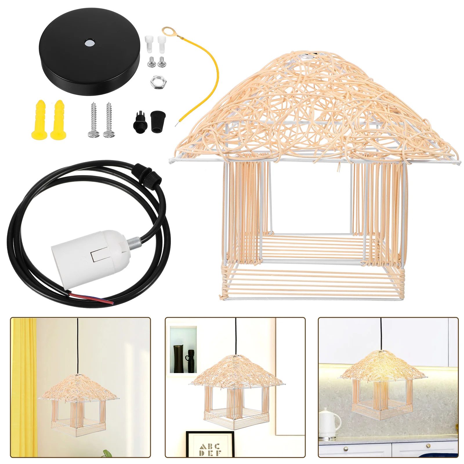 

Bedroom Ceiling Lights Rattan Lamp Hallway Pendant Hanging Woven Fixture Dining