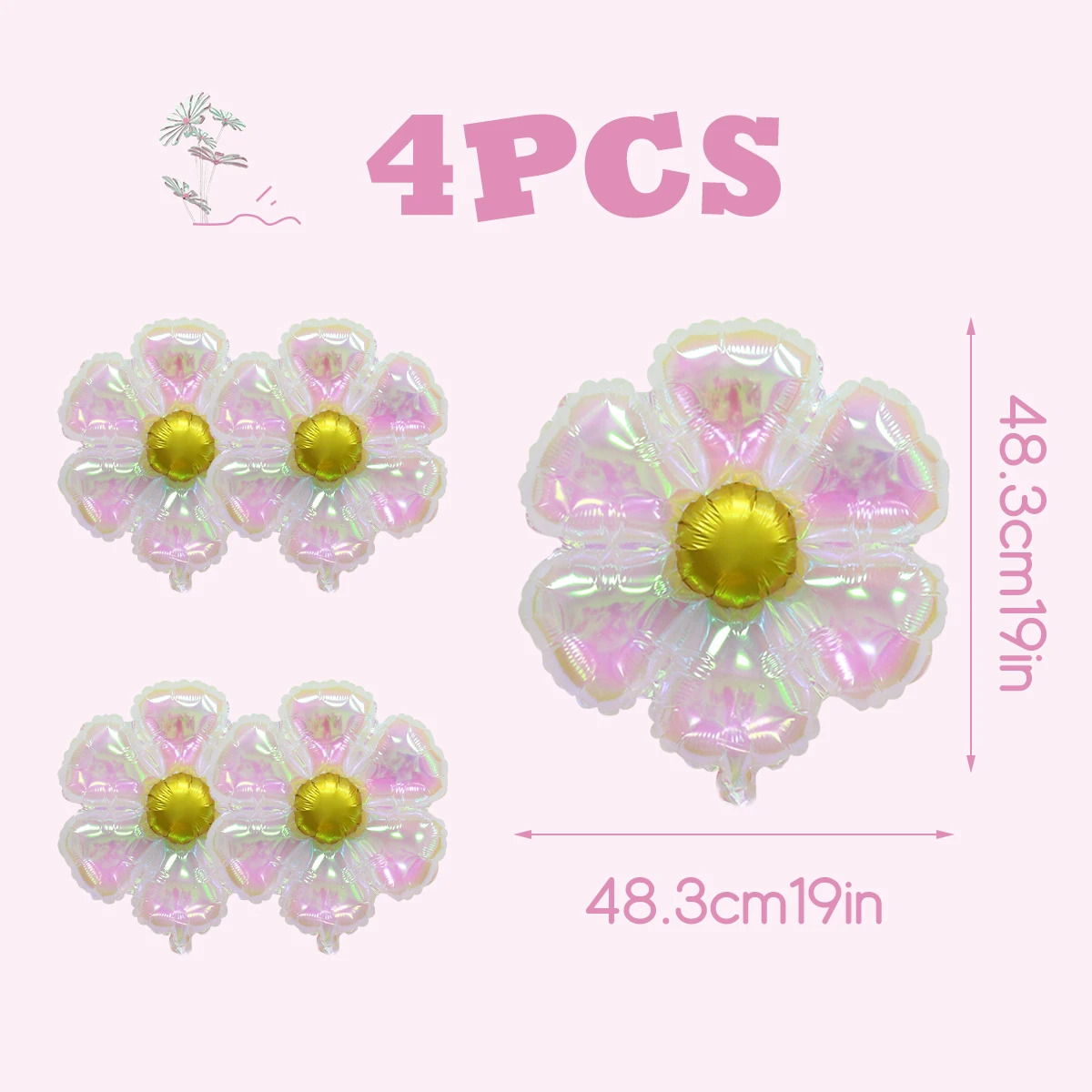 

4 шт., прозрачные голографические шары с ромашками i BALON