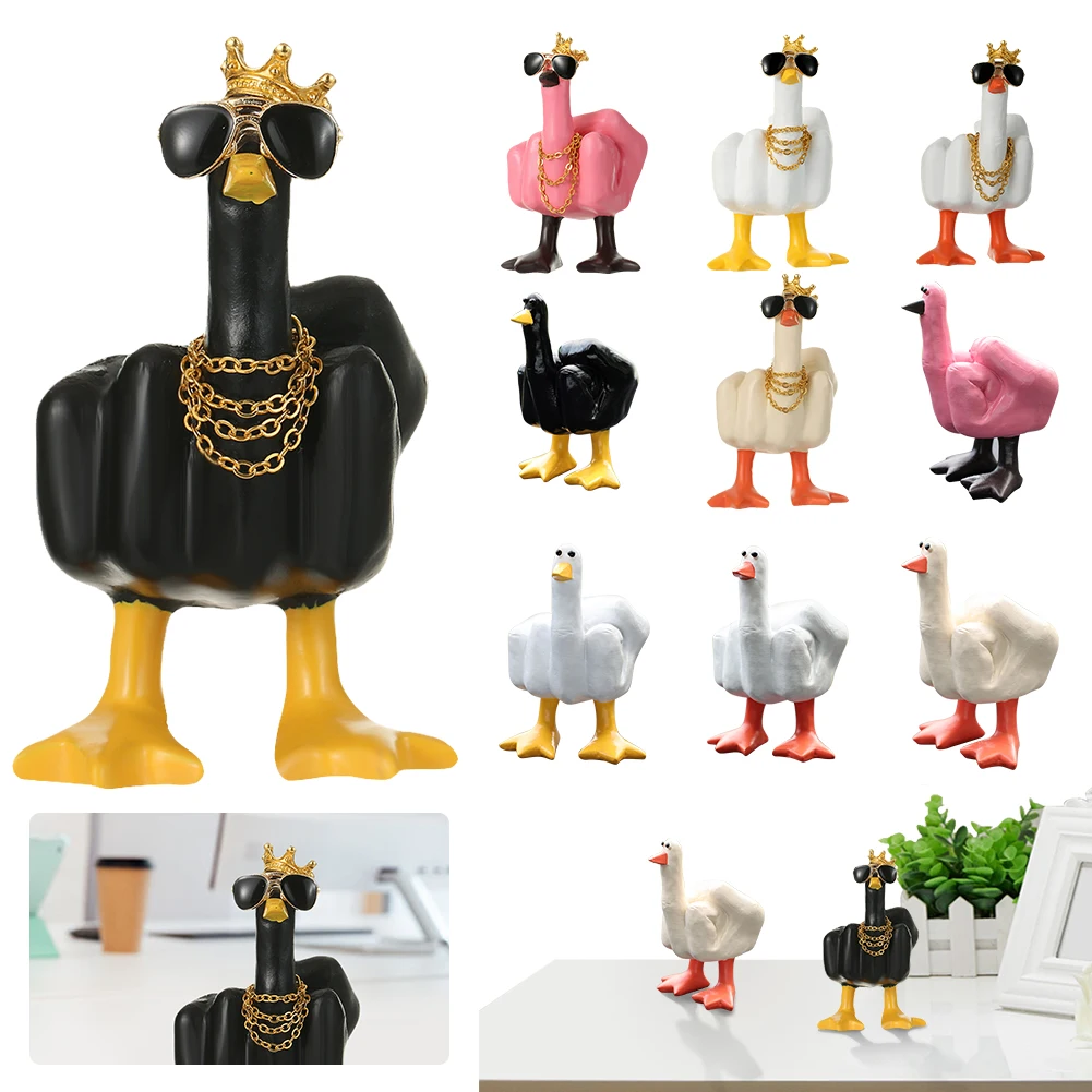 Скульптура маленькой утки на среднем пальце 7 5 см декоративная фигурка