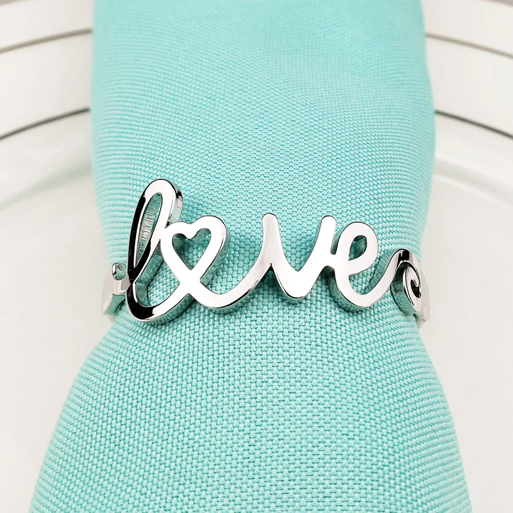 

Wedding Napkin Rings Gold Silver Heart Table Napkin Holders 6 Pcs LOVE Letters Rings For Napkins Kitchen,dining & Bar