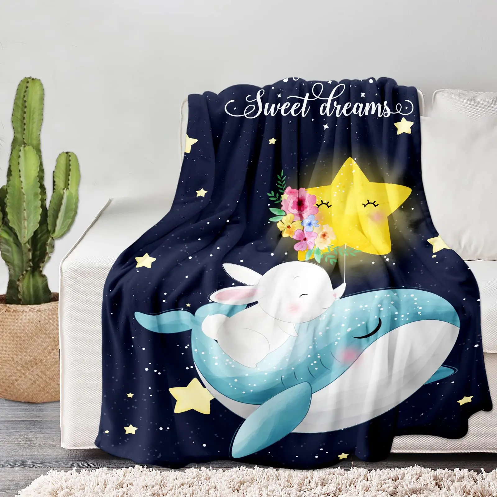 

Whale Baby Blanket Fluffy Soft Warm Plush Flannel Cute Cartoon Kids Throw Blankets Bed Sheet Bedspread Sofa Nap Shawl Home Decor