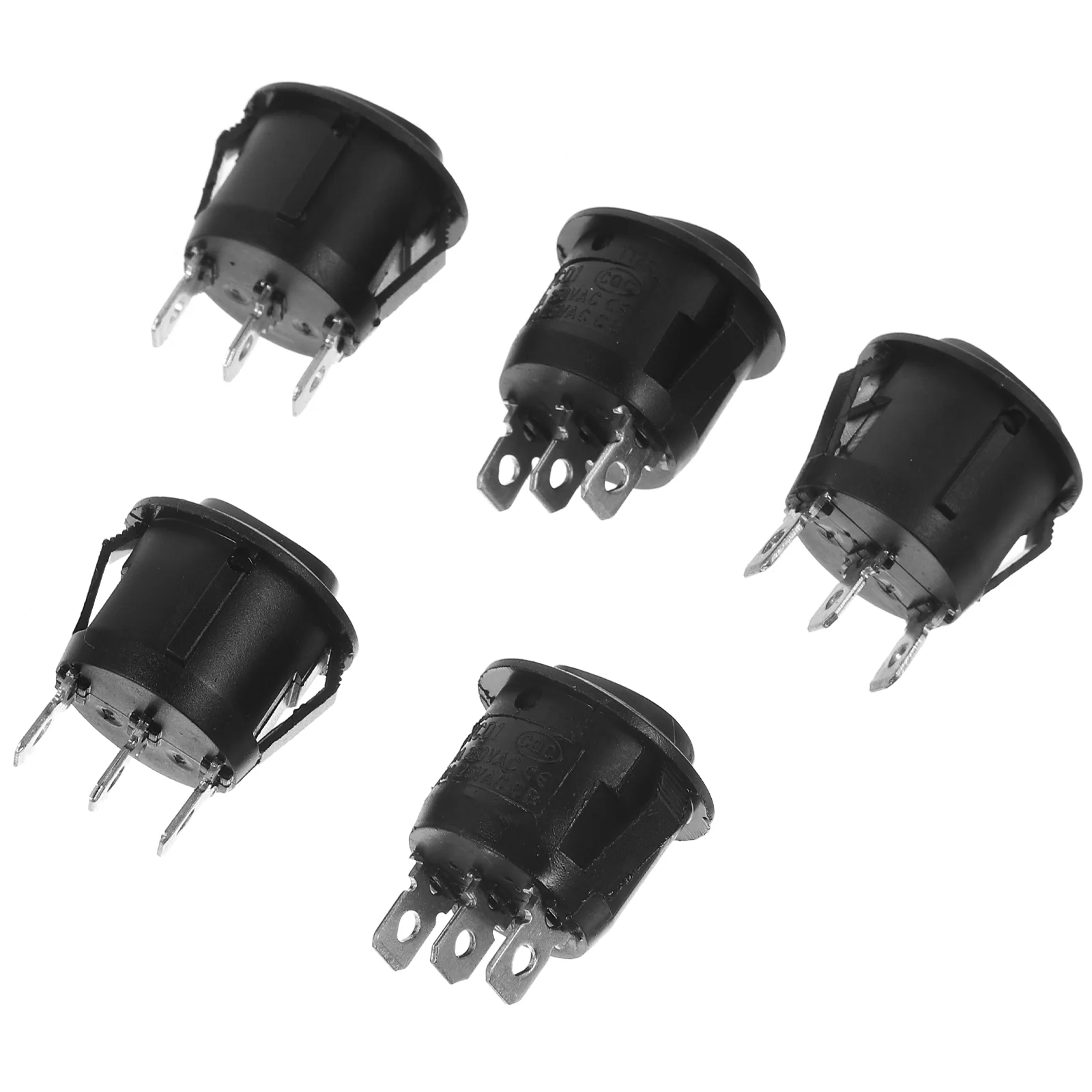 5 шт. 3 23 мм автомобильный круглый рокер однополюсные двойные кнопочки (черный)