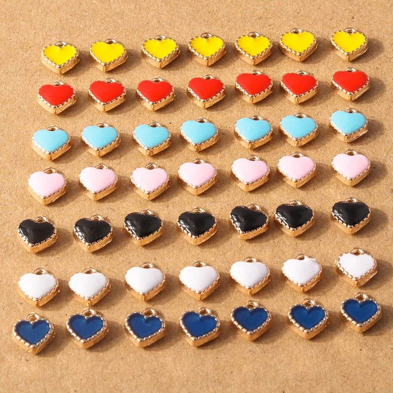 

30pcs 7x8mm Cute Mini Enamel Love Heart Charms for Jewelry Making DIY Drop Earrings Pendants Necklaces Handmade Bracelets Gifts
