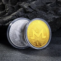 monero coin xmr coin gold silver plated physical metal crypto xmr coin with plastic case commemorative coin for art collection