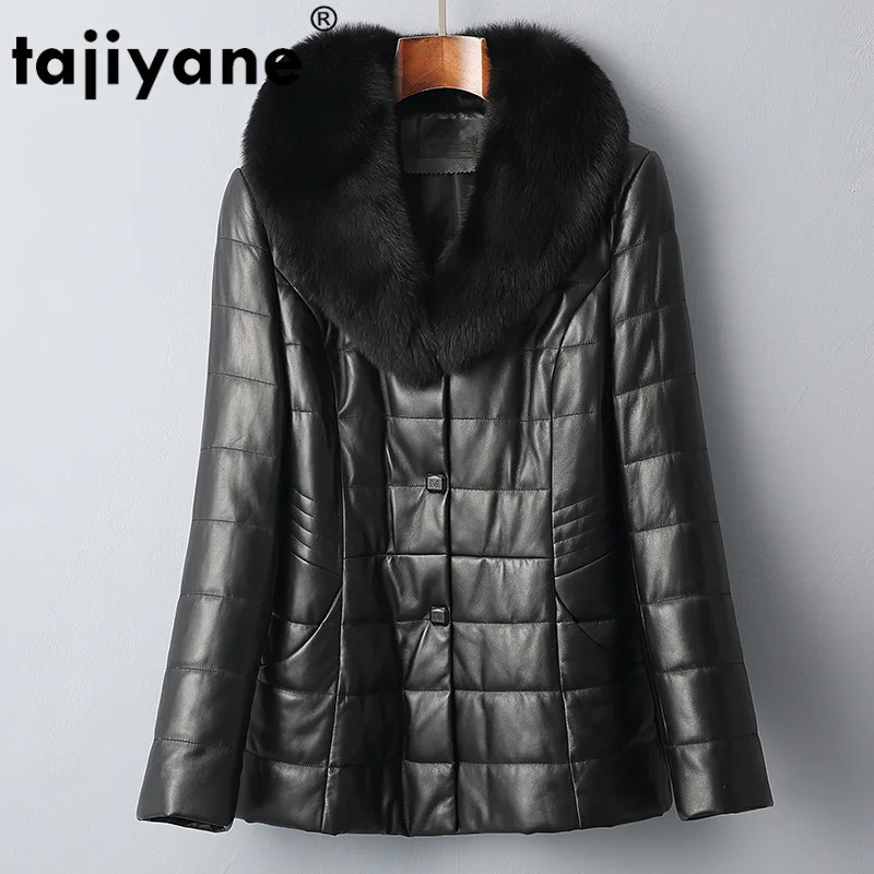 

Luxury brand Spring Autumn Fox Fur Collar Sheepskin Coat Real Genuine Leather Jacket Women Clothes 2023 Korean Vintage clothes Z
